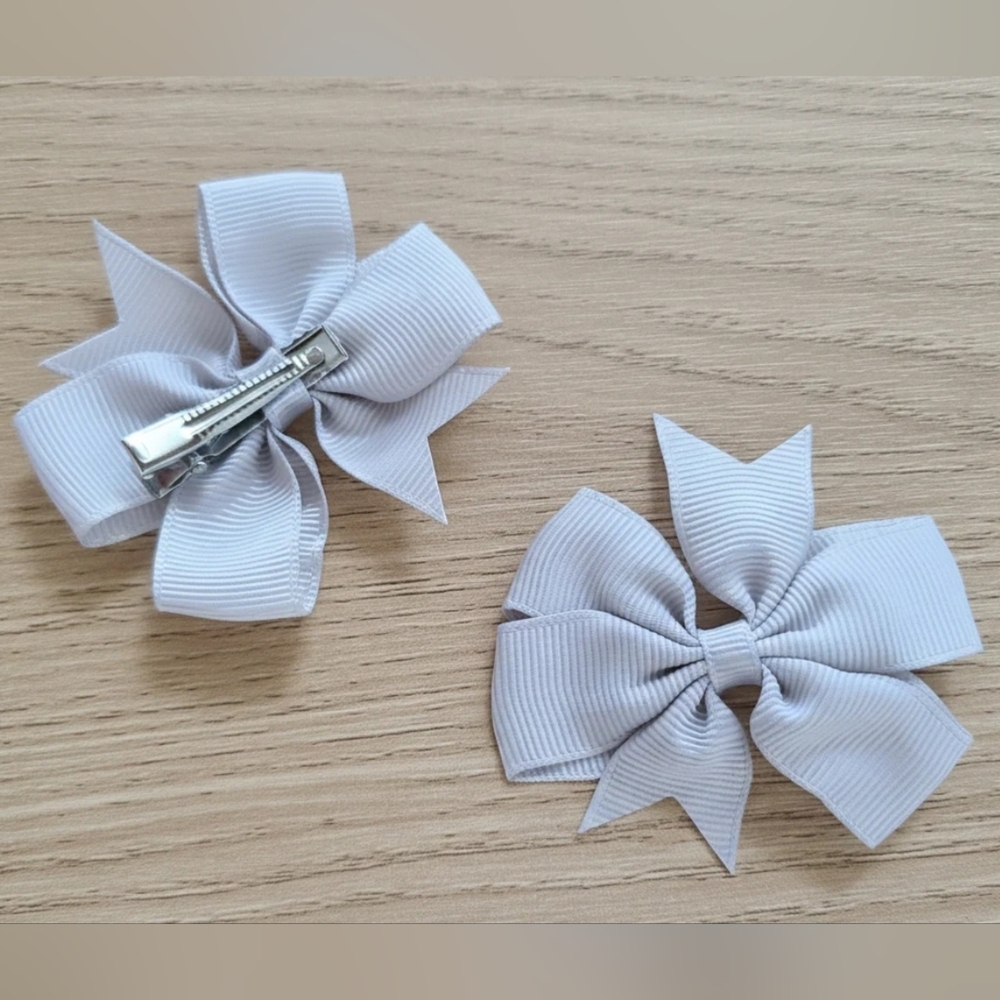 Set of Silver Hair Bows, Kids Hair Accessories